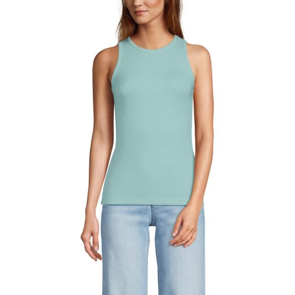 

Женская драпированная майка в рубчик Lands' End, цвет misty aqua