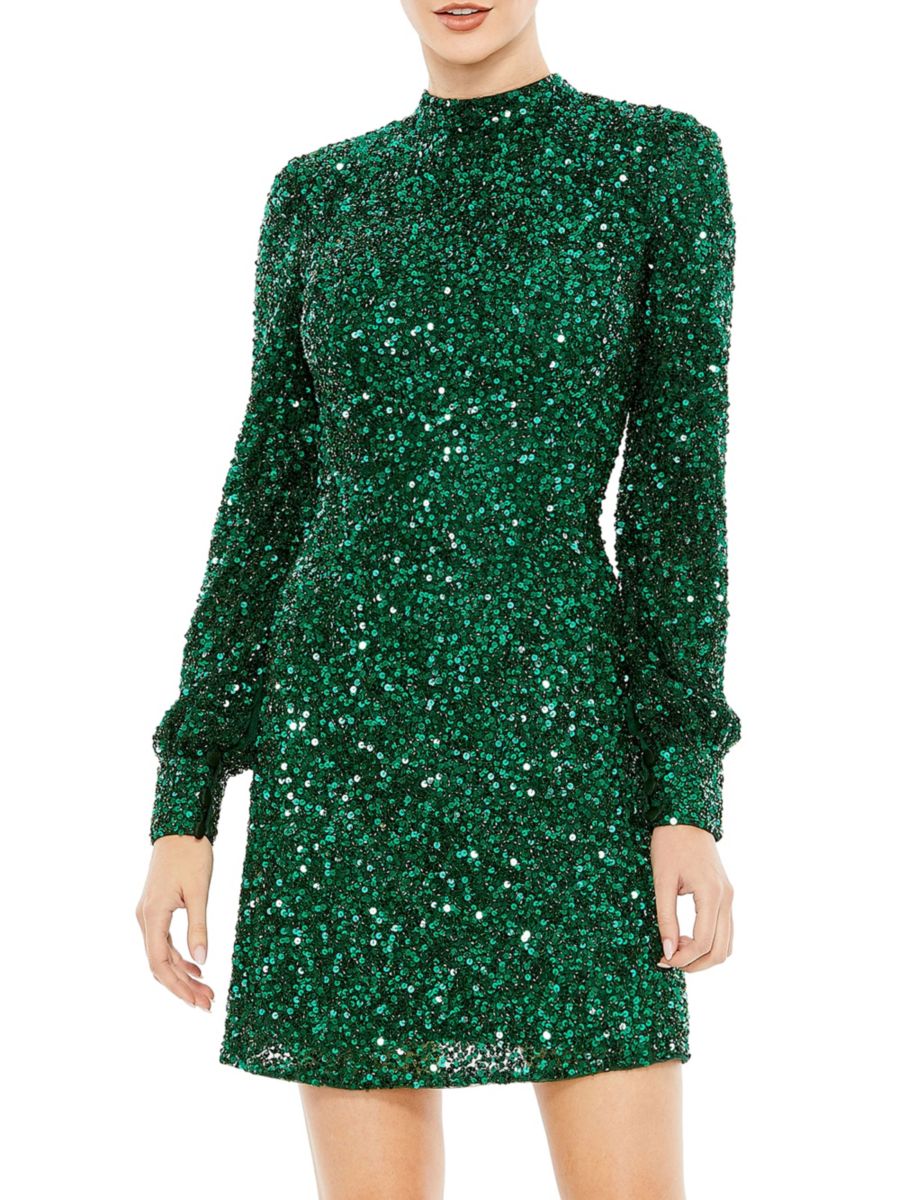 

Платье-трапеция с пайетками Mac Duggal, цвет Emerald