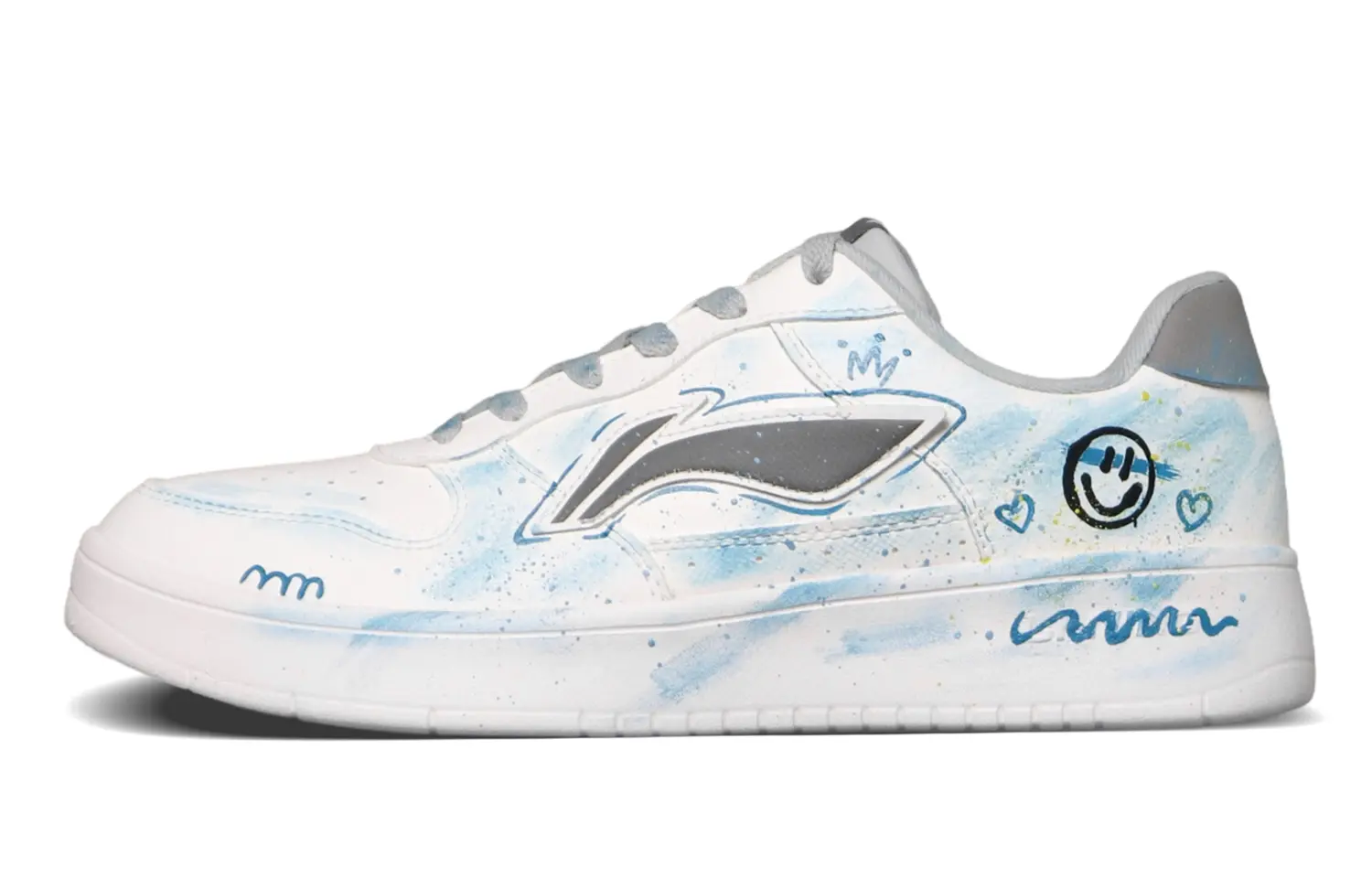 

LINING Лининг Понтон Боутс нескользящие амортизирующие износостойкие лоу-топ скейтборд кроссовки мужские бело-синие, цвет White Blue