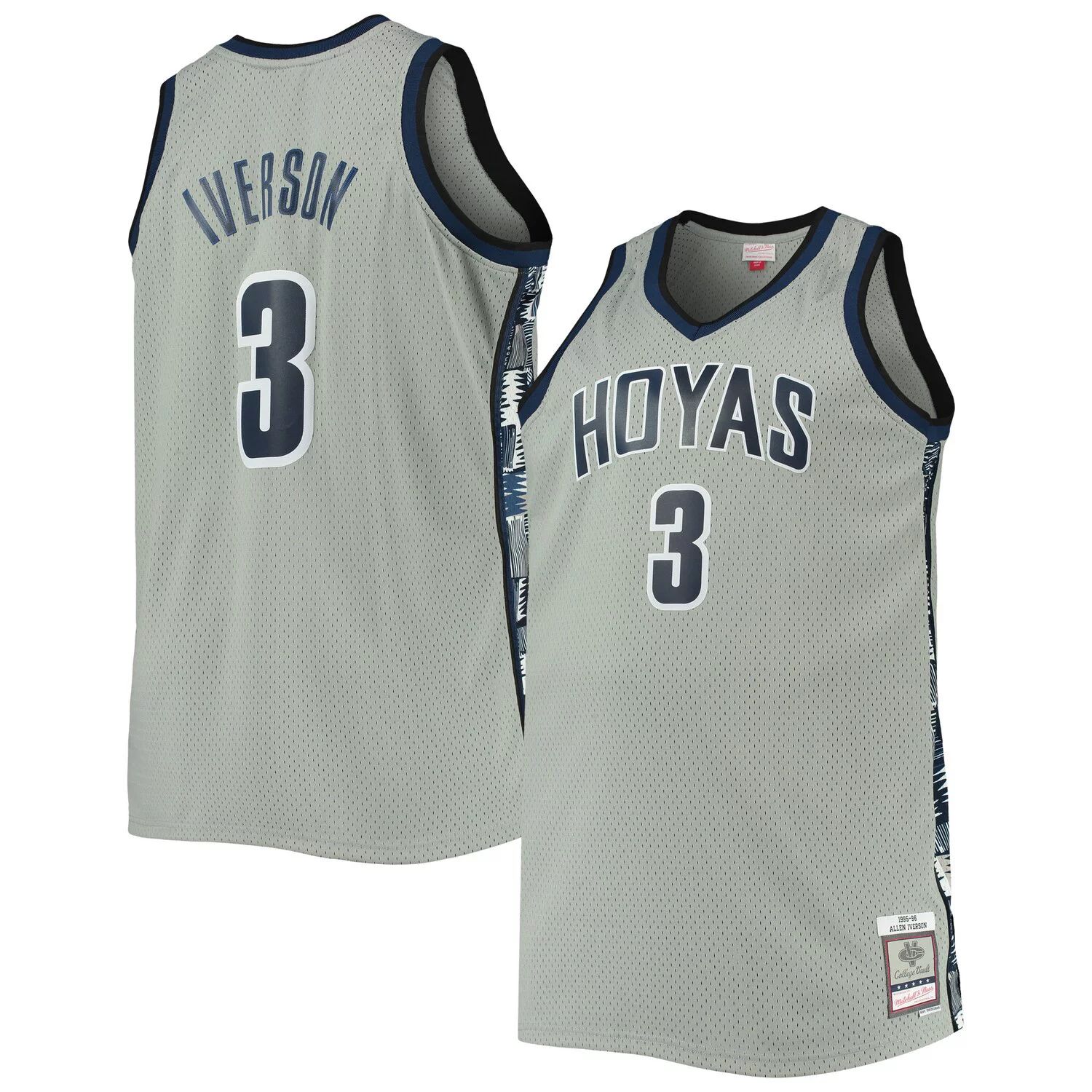 

Мужская футболка Mitchell & Ness Allen Iverson Grey Georgetown Hoyas Big & Tall 1995-96, реплика игрока