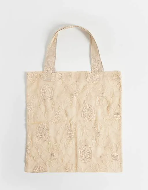 

Прозрачная сумка-тоут с цветочной вышивкой ASOS DESIGN