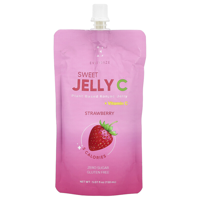 

Everydaze, Sweet Jelly C, желейный напиток из конжака на растительной основе, клубника, 150 мл (5,02 жидк. унц.)