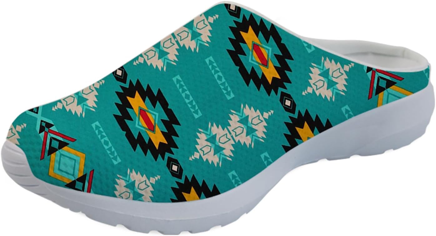 

Мужские садовые сабо GLENLCWE, женские сабо-сандалии, сетчатые пляжные тапочки для душа, повседневные мюли с поддержкой свода стопы для дома и улицы, Tribal Native Navajo Geometric