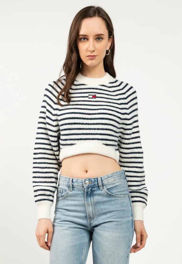 Джемпер, оверсайз, с шерстью, Tommy Jeans Tommy Hilfiger, кремовый