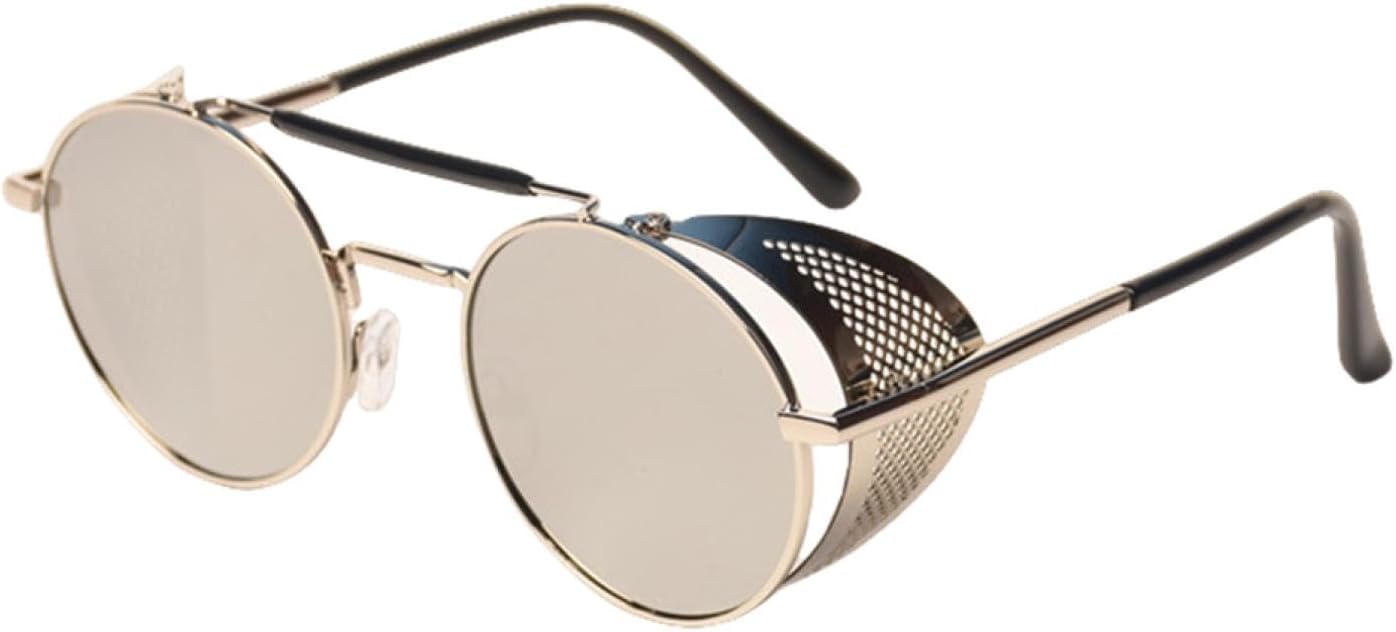 

Модные круглые солнцезащитные очки в стиле стимпанк для женщин и мужчин, винтажные, в стиле панк, роскошные, с защитой от УФ-излучения UV400 VFDHN, Silver Frame Silver