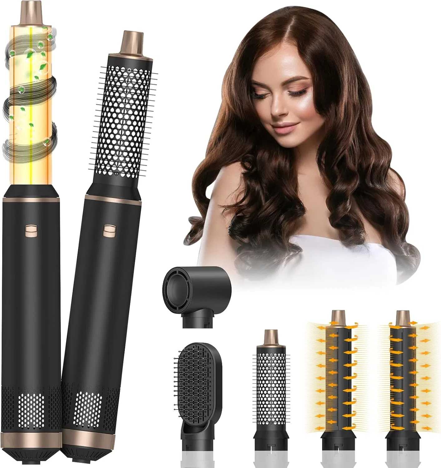 Набор для укладки волос 5-в-1 Airstyler с автоматической плойкой и феном Hyadiertech, Black