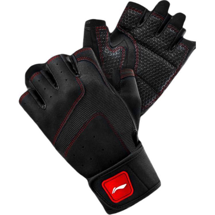 

Фитнес-перчатки защитные устойчивые к истиранию нескользящие 1 пара polyester взрослые LINING, черный[extended length wristband+3d gel palm pad]