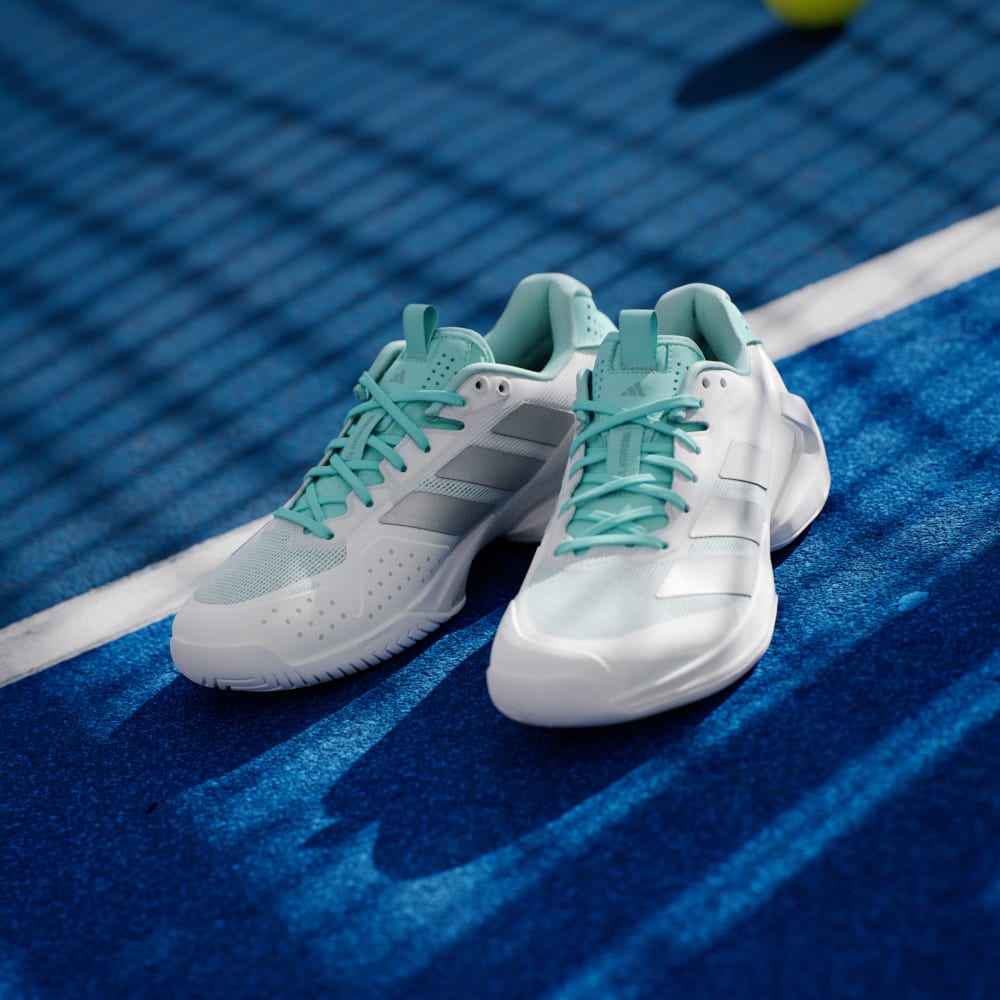 Кроссовки Adidas adizero Ubersonic Tennis Shoes, цвет Cloud White/Silver Metallic/Mint Ton — фото 4