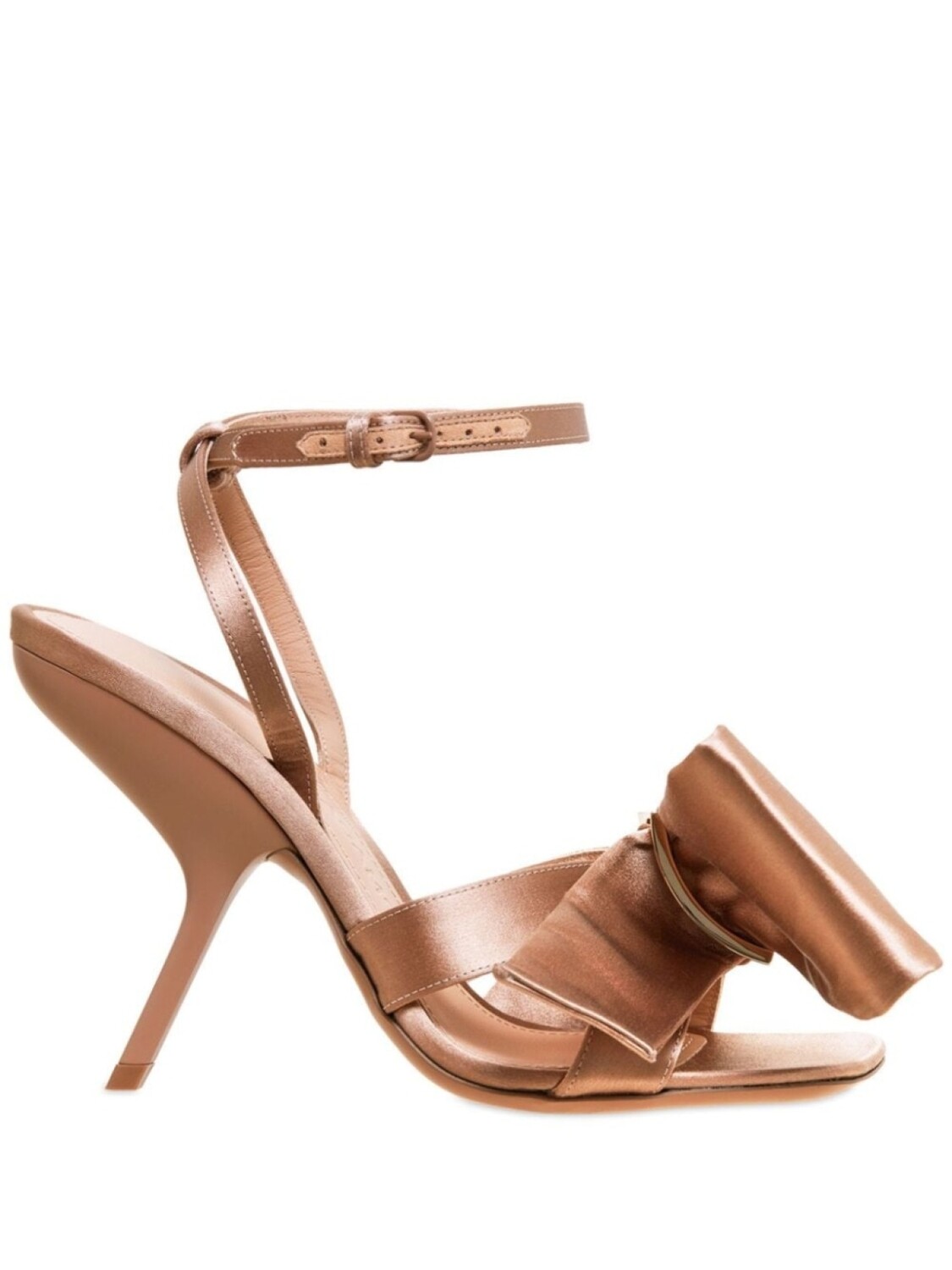 Ferragamo атласные босоножки с бантом, нейтральный цвет