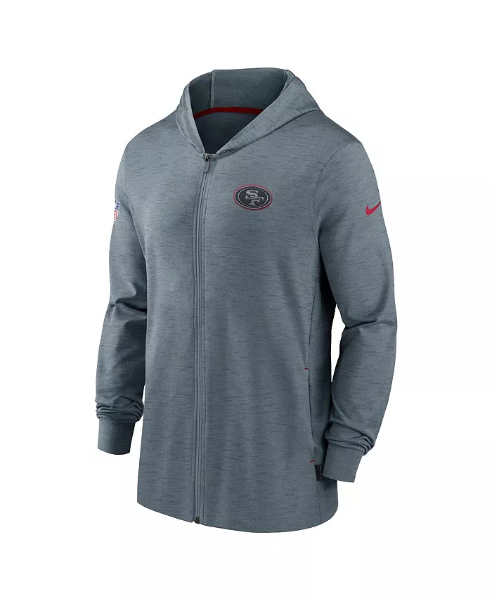 Мужская худи с молнией San Francisco 49ers Sideline Team Pop в сером меланже Nike — фото 3