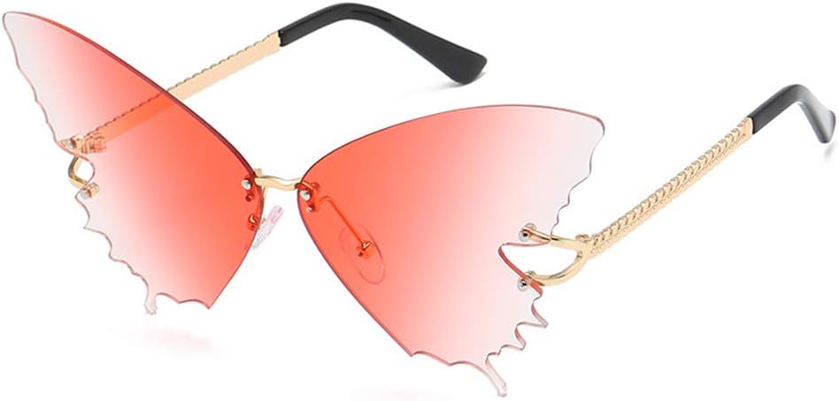 

COTIA 2020 Новые винтажные солнцезащитные очки без оправы с градиентным рисунком в виде бабочек, модные женские и мужские, трендовые, для вечеринок, зеркальные, UV400, Pink