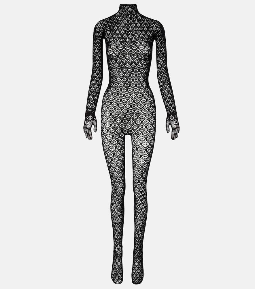 

Костюм с вырезом русалка и ажурной вязкой Wolford, Black