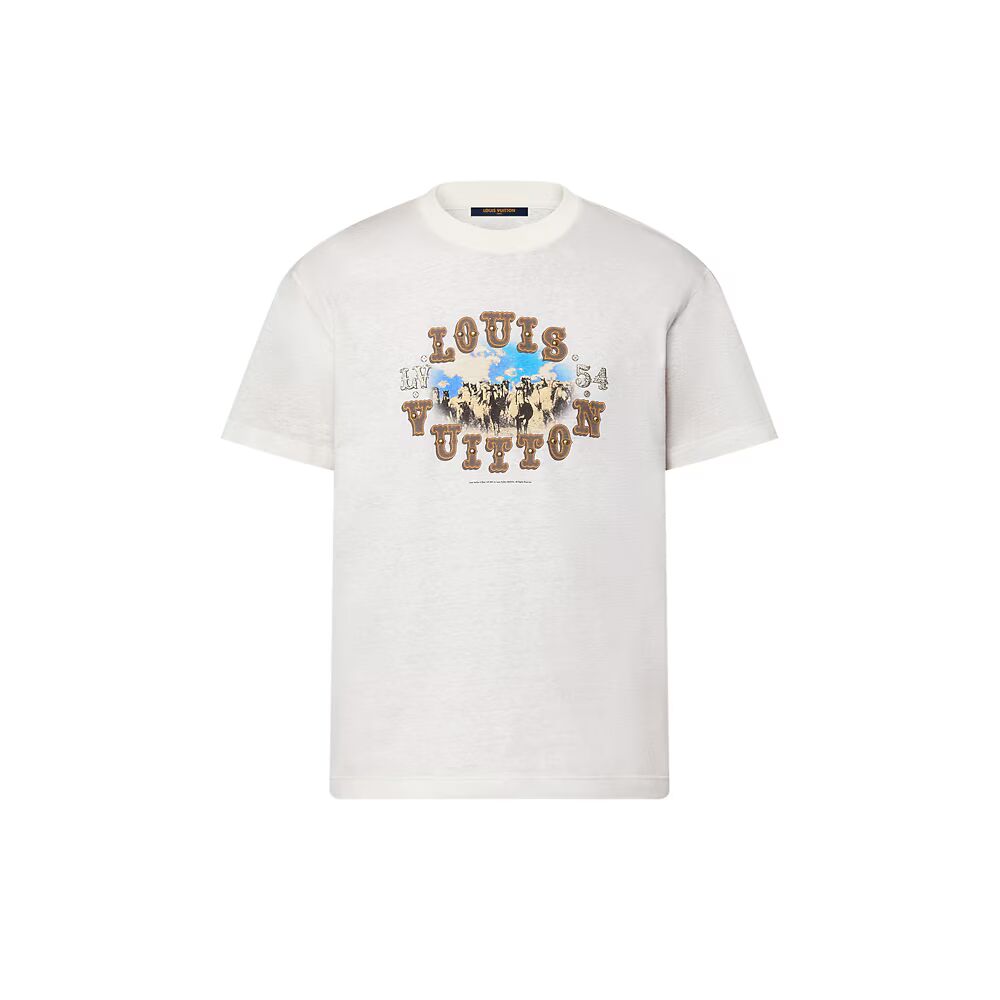 

Футболка с графическим рисунком из смеси хлопка и льна Louis Vuitton, белый