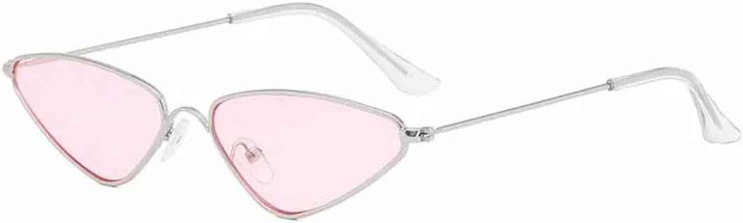 

Женские солнцезащитные очки в маленькой треугольной металлической оправе, винтажный стиль, модные солнцезащитные очки с защитой от УФ-излучения UV400 TVTBBVV, Silver Pink