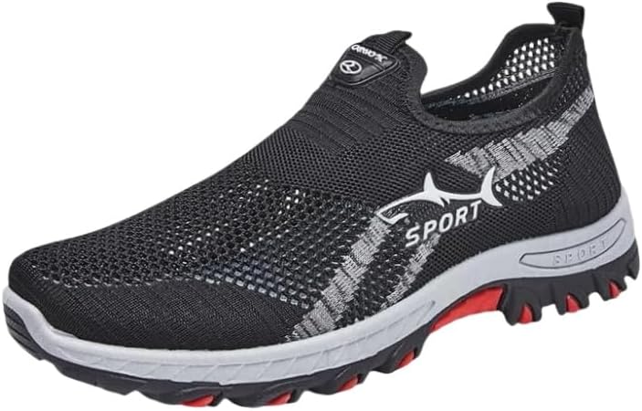 

Кроссовки большого размера для мужчин с дышащей сеткой - легкая спортивная обувь для весны/лета с прочной резиновой подошвой для повседневной носки Fusecottc, черный