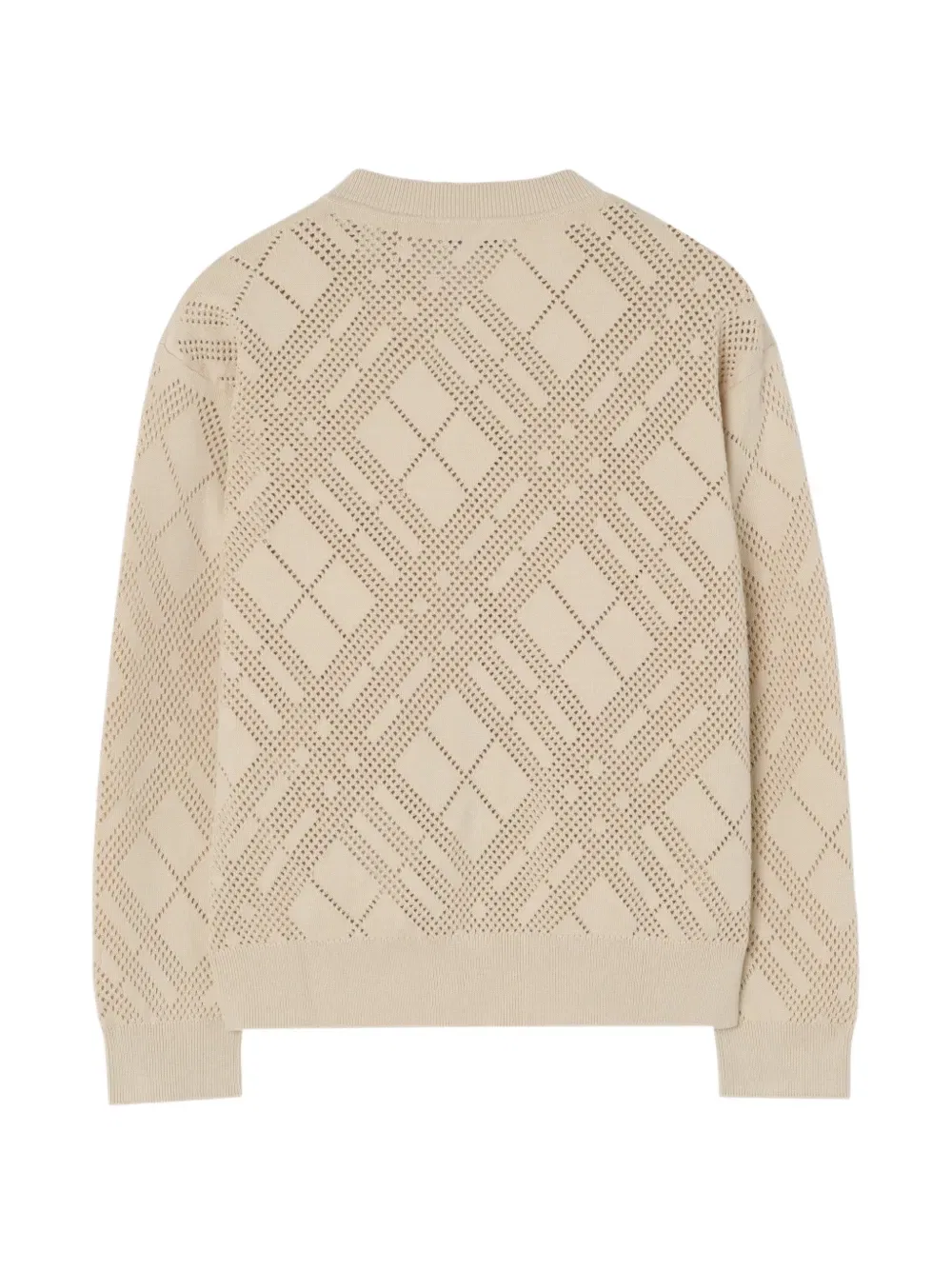 Хлопковый кардиган ажурной вязки Burberry Kids, нейтральный — фото 2