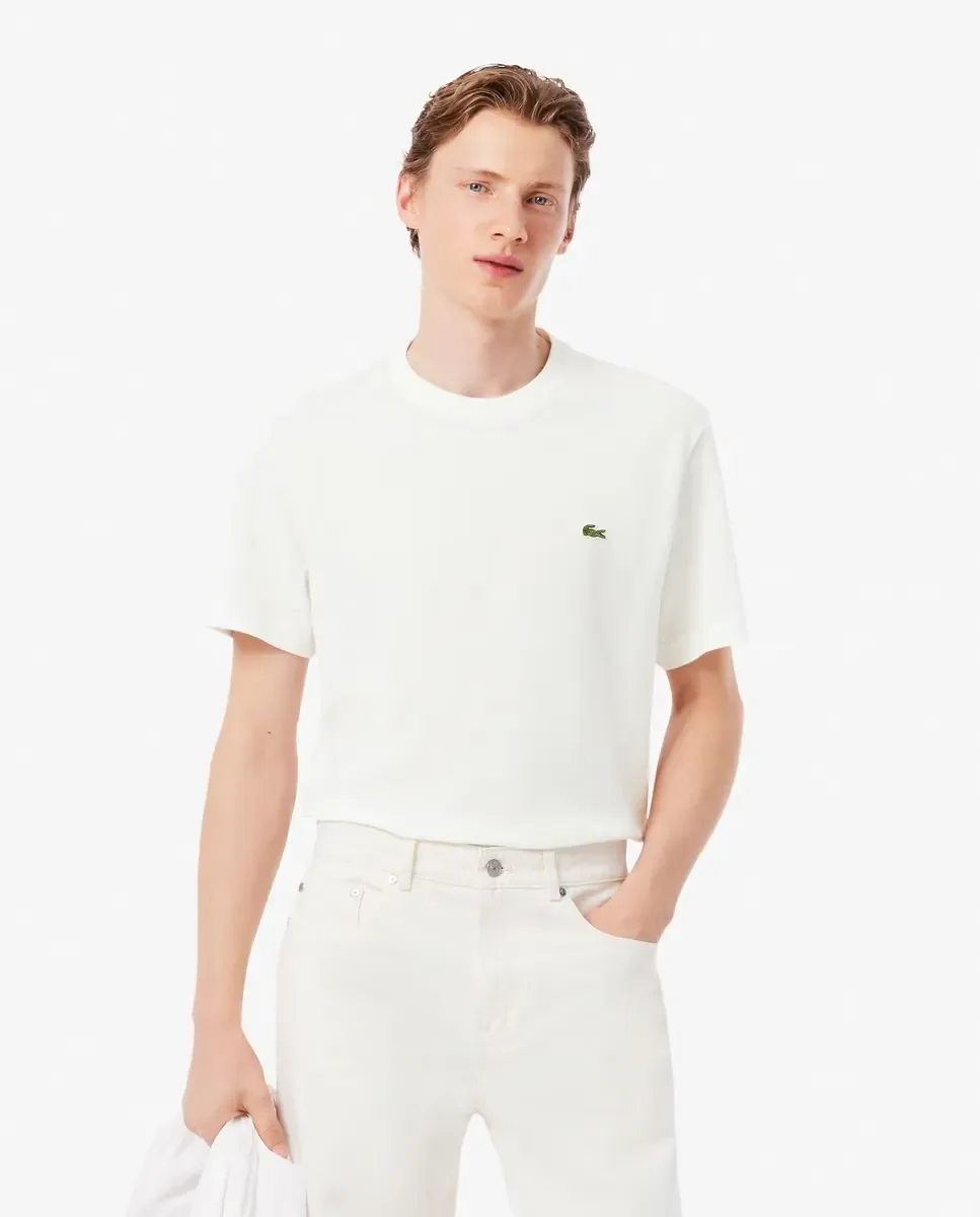 Футболка мужская Lacoste хлопок/лён, короткий рукав, белый