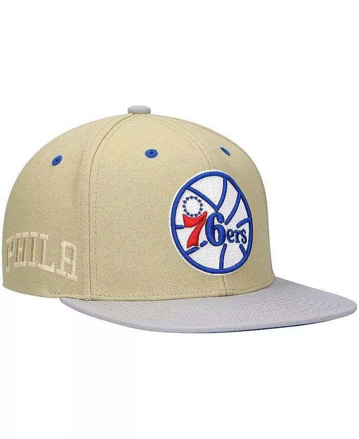 

Мужская классическая парусиновая шляпа Snapback с пряжкой x Lids Tan Philadelphia 76ers Mitchell & Ness, бежевый