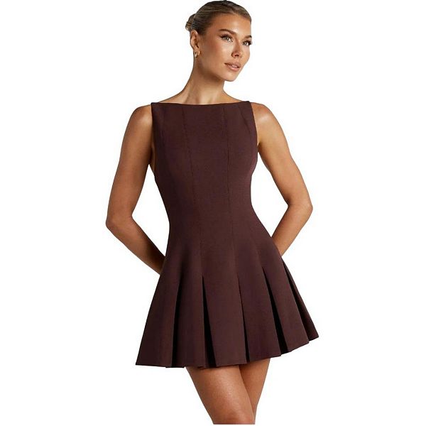 

Женское платье с открытой спиной, завышенной талией и плиссировкой Yesfashion, Brown