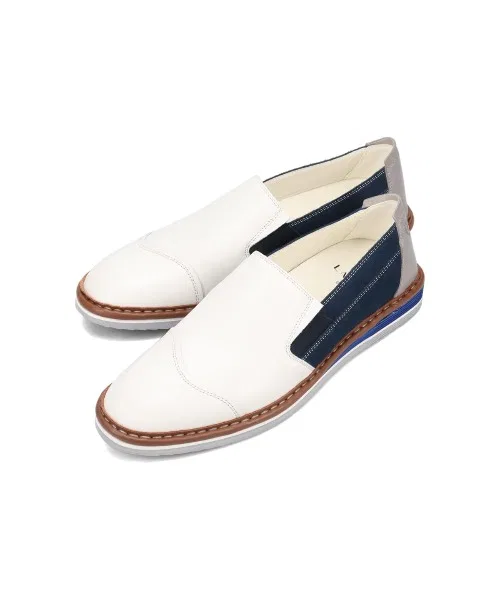 Мужские слипоны из кожи LANVIN en Bleu двухцветные белые