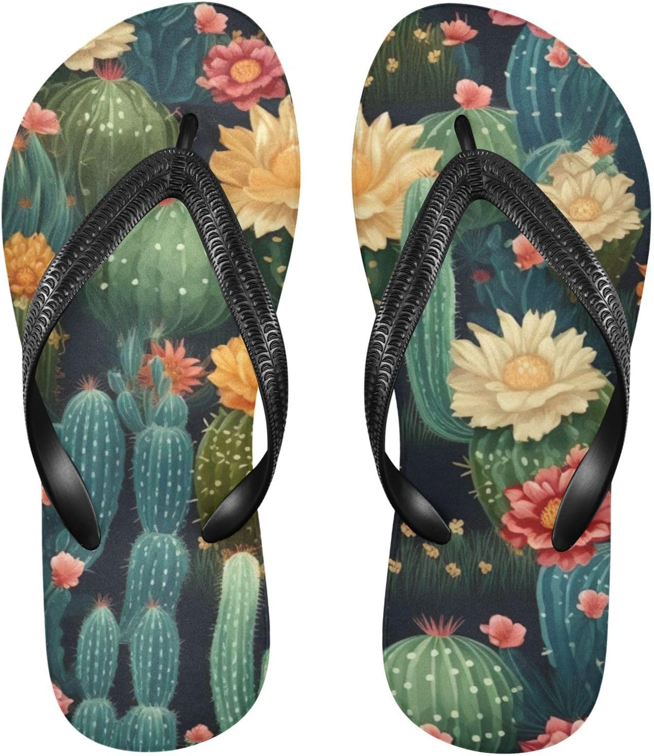 

Шлепанцы с цветочным рисунком кактусов, пляжные летние повседневные сандалии для женщин и мужчин, обувь для душа, размер XS Kfbe, Cactus