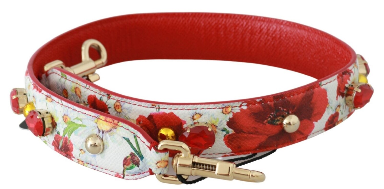 

Плечевой ремень из телячьей кожи с цветочным узором Dolce & Gabbana, красный