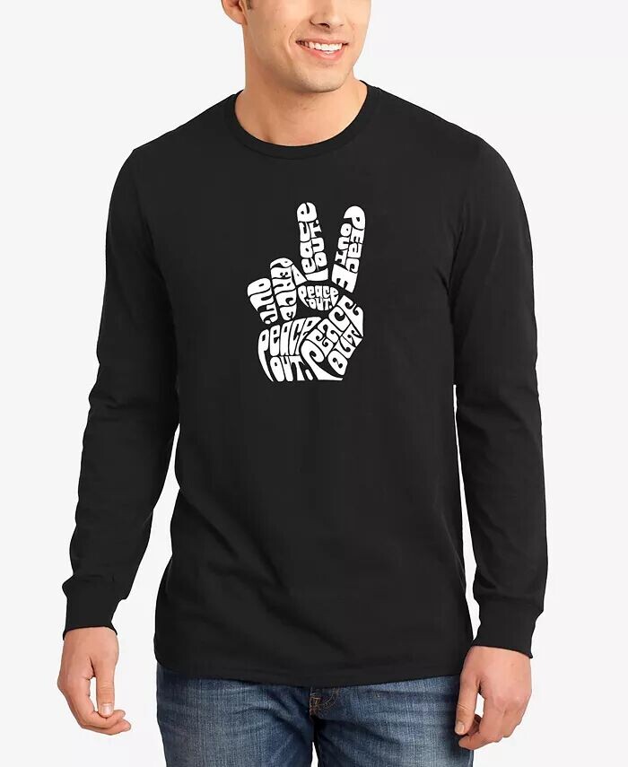 

Мужская футболка с длинным рукавом Word Art Peace Out LA Pop Art, черный