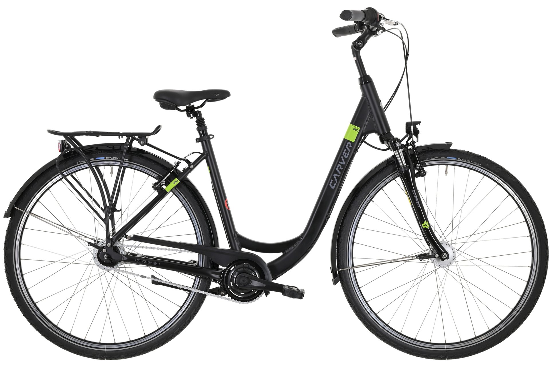 

Городской велосипед Carver Cityzen 120 - 28 дюймов - Tiefeinsteiger - 2024, цвет Schwarz|black applegreen darkgrey