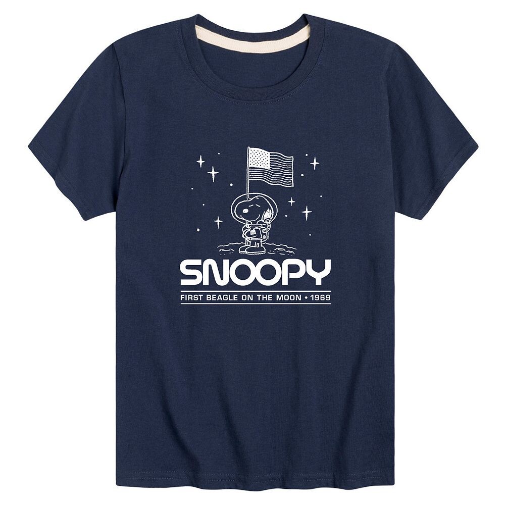 

Футболка с рисунком Peanuts First Beagle In Space для мальчиков 8–20 лет Licensed Character, темно-синий
