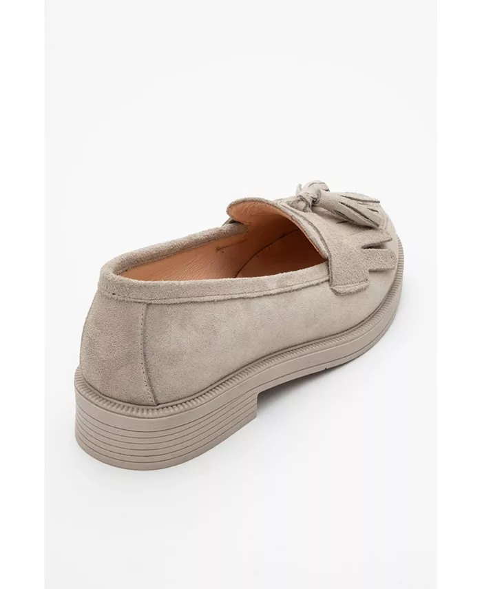 Милли Лоферы с кожаными кисточками Forever & Always Shoes, коричневый/бежевый — фото 3