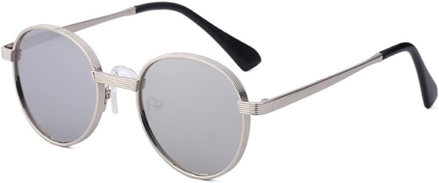 

Панк-солнцезащитные очки для женщин и мужчин, винтажные круглые очки для вождения, мужские солнцезащитные очки с защитой от УФ-излучения UV400 для путешествий MTZJH, C05-silver Silver