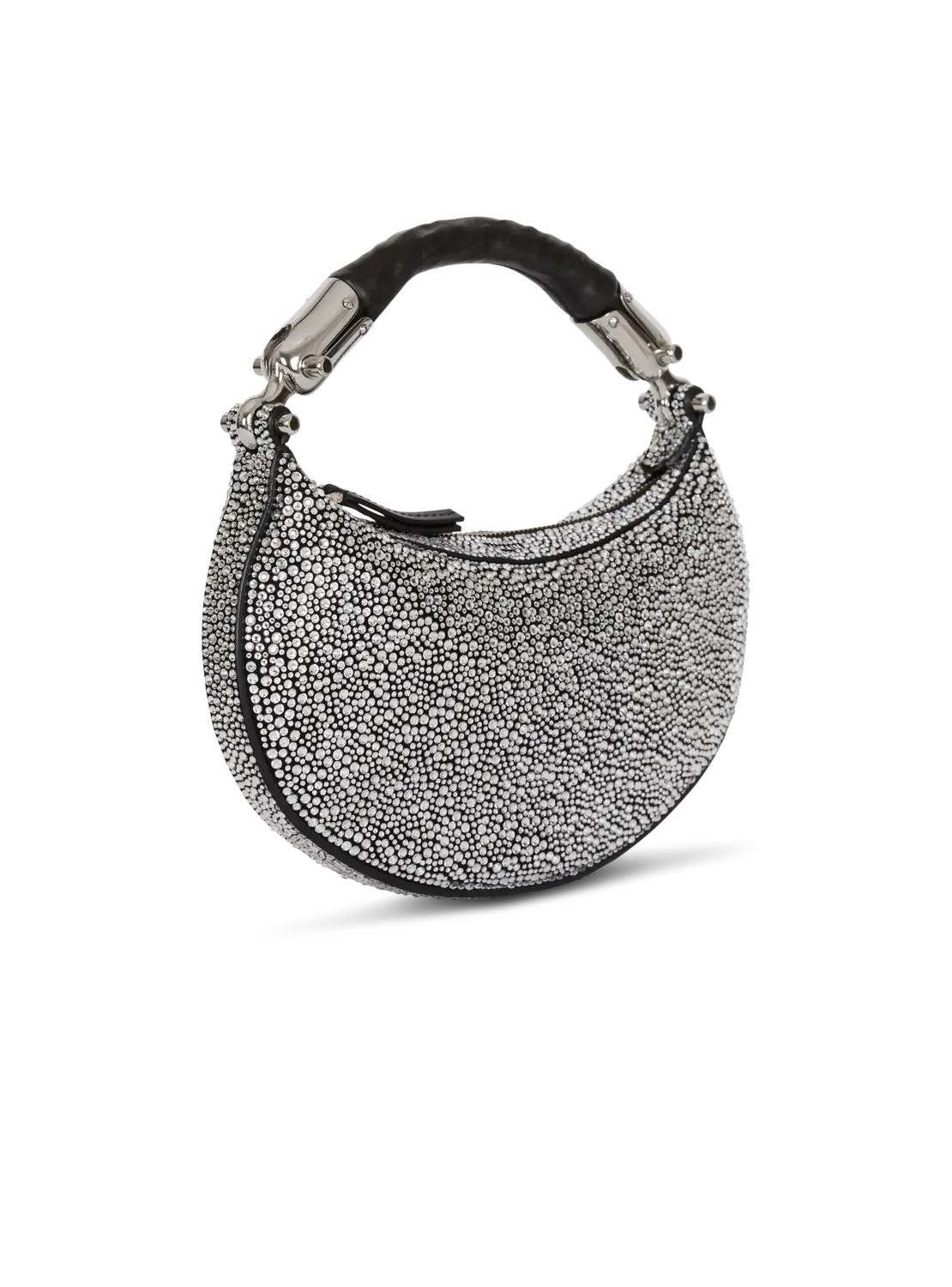Мини-сумка Ebene из замши и с кристаллами Balmain, серебро — фото 3