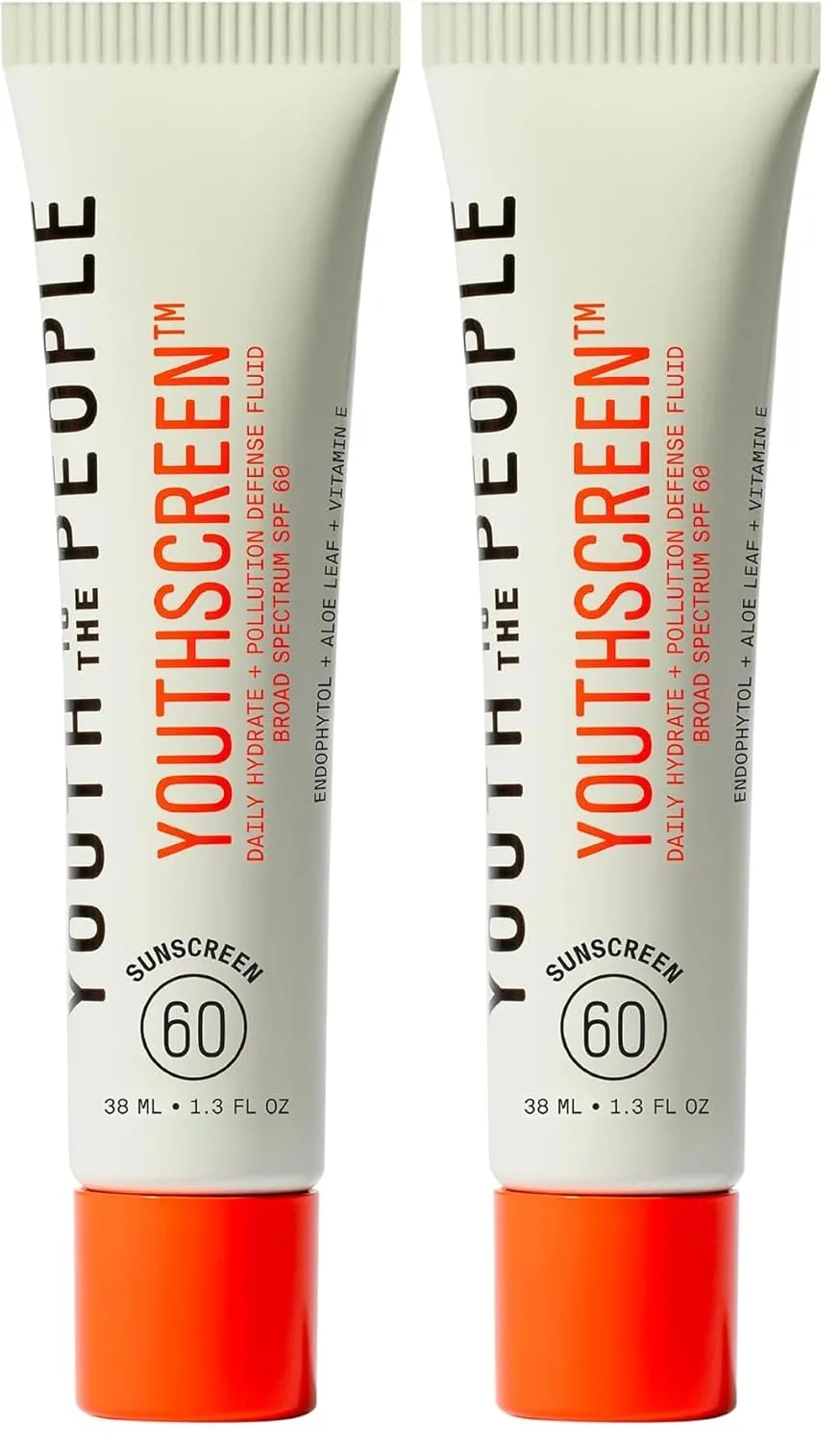 Youth To The People Youthscreen солнцезащитный крем SPF 60, ежедневное увлажнение и защита от загрязнений, невидимый широкого спектра, без белого налета, сияющий финиш, некомедогенный - 38 мл 38,4 мл (2 шт.), WHITE