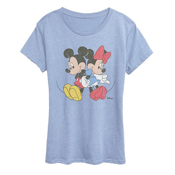 

Футболка женская с принтом Mickey & Minnie Mouse back to back Disney, Heather Chambray Blue