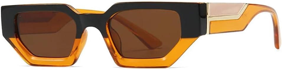 

Винтажные модные солнцезащитные очки неправильной квадратной формы для женщин и мужчин, солнцезащитные очки в маленькой оправе, защита от ультрафиолета UV400 MTZJH, Black Orange Tea