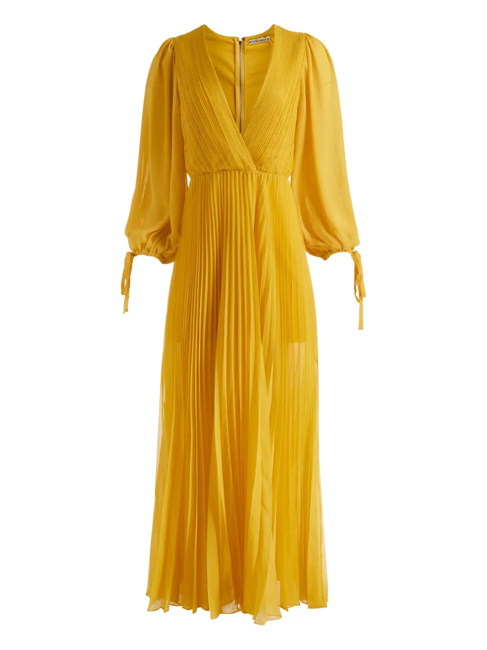 

Плиссированное платье макси с V-образным вырезом Alice + Olivia, желтый