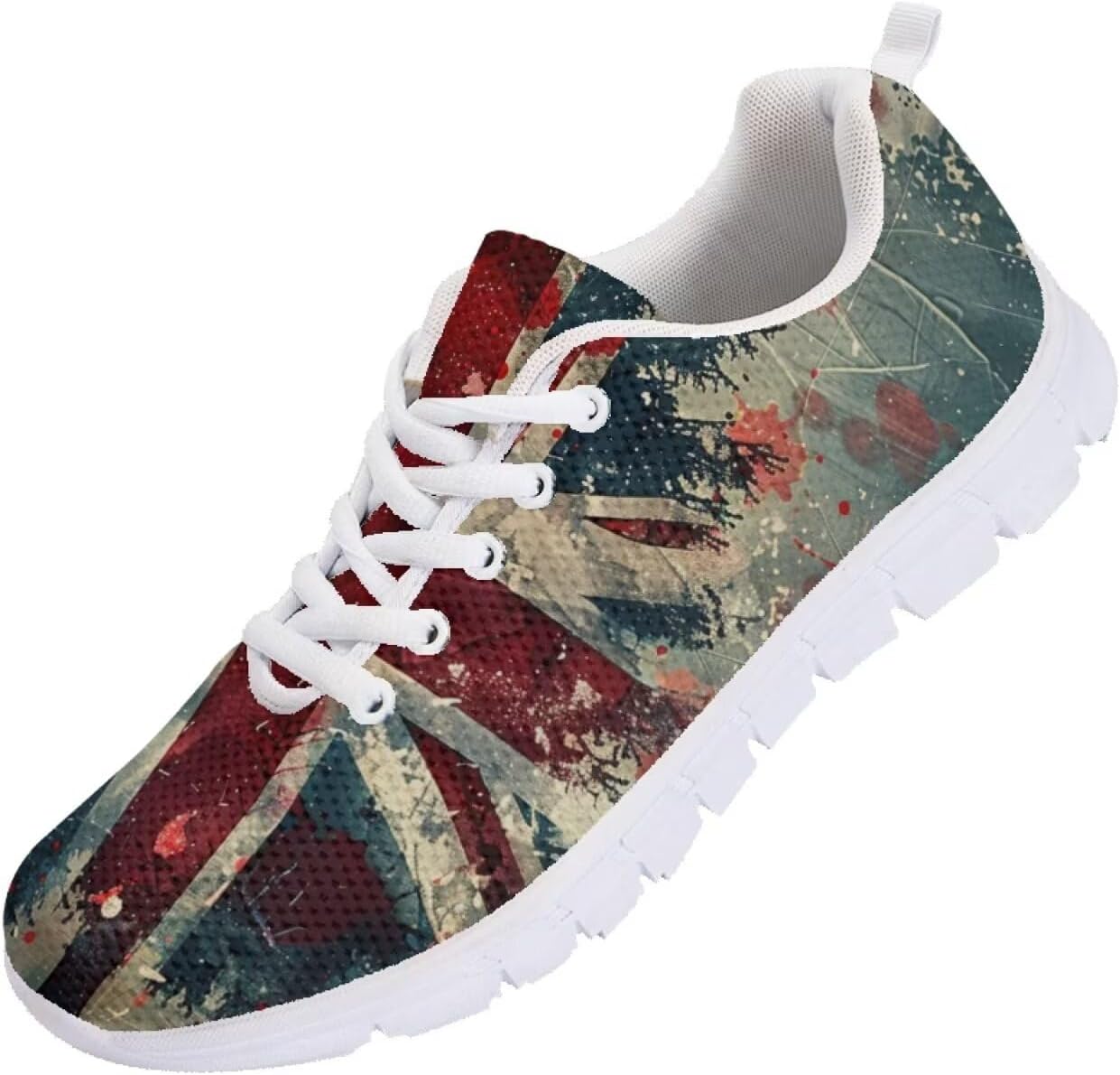 

Кроссовки Funnydude Funny для мужчин с принтом, для бега, походов, классические легкие дышащие кроссовки для спортзала, British Flag Christmas Tree