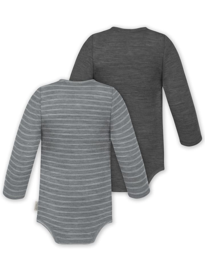 Normani Outdoor Sports Комплект из 2 детских боди с длинными рукавами из мериносовой шерсти, цвет Окленд, серый/антрацитовый — фото 2