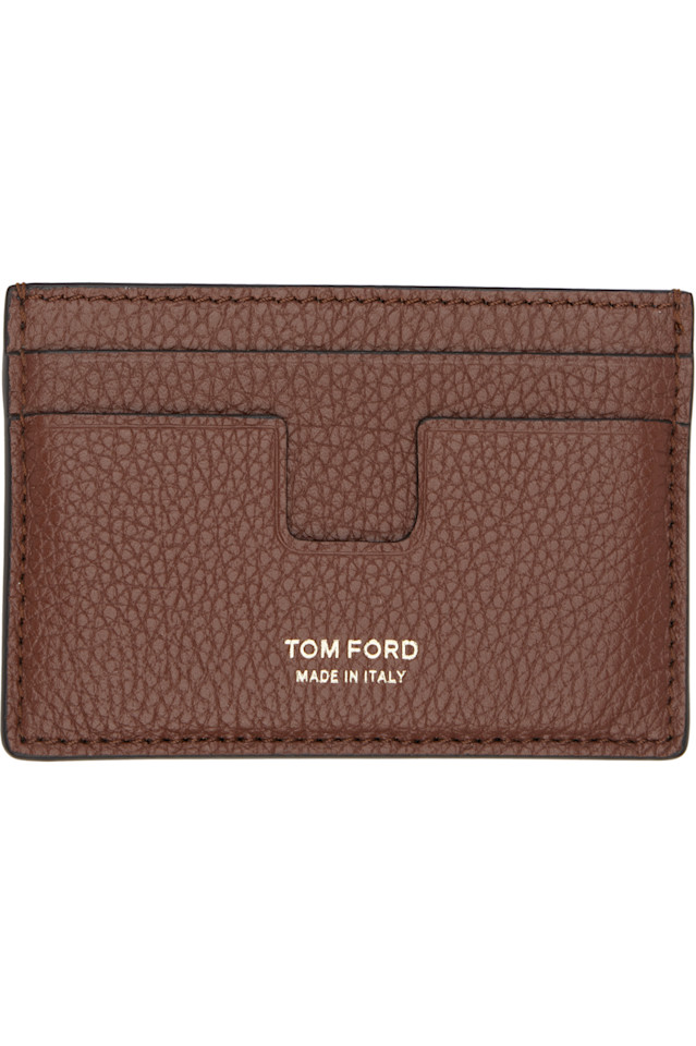 

Tom Ford Классический держатель для карт из коричневой зернистой кожи