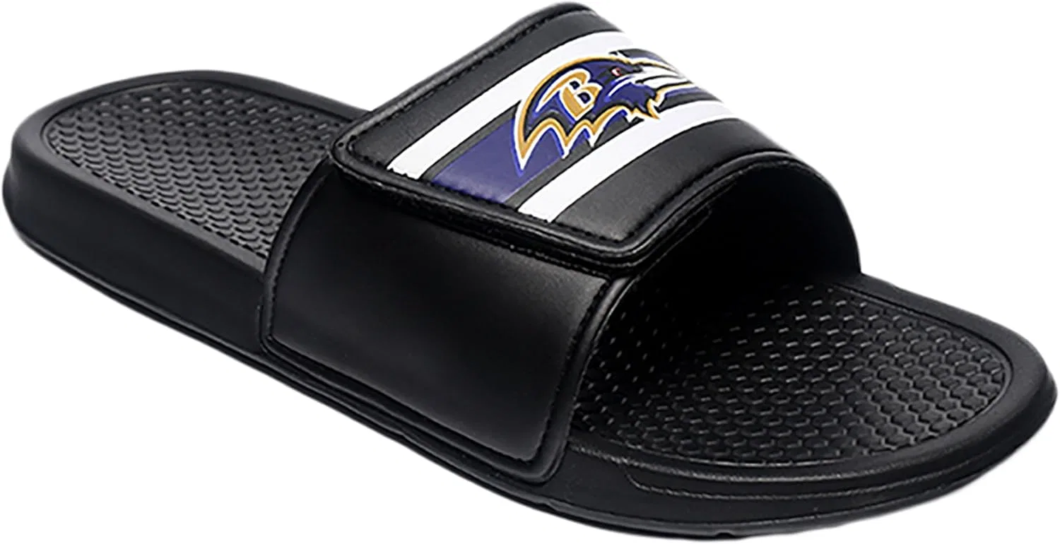 Мужские спортивные тапочки FOCO Legacy Velcro Sport Slide New York Giants Legacy Sport с застежкой-липучкой - размер Large, Black Legacy Stripe — фото 4