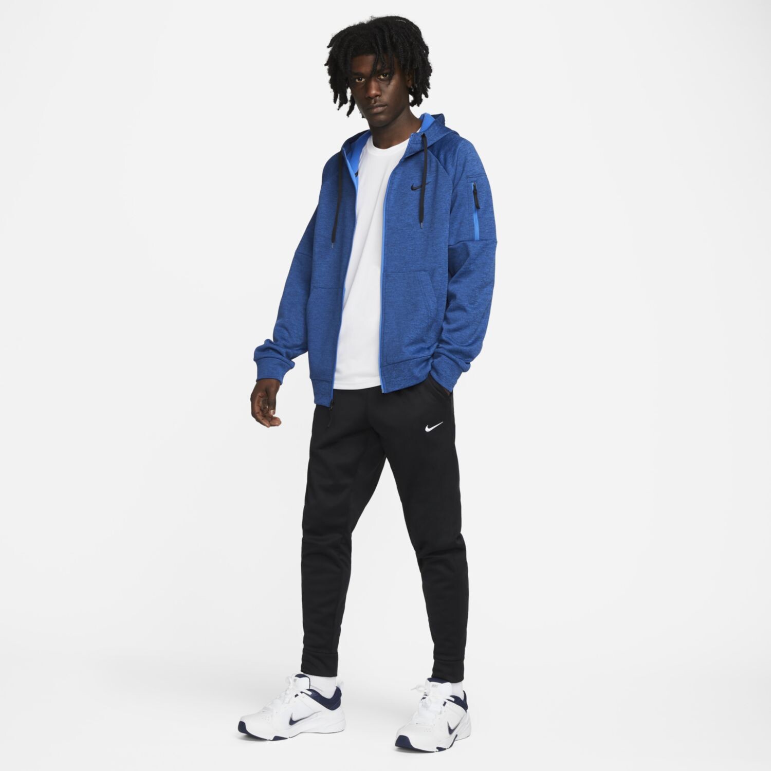 Флисовая худи с молнией во всей длине Therma-FIT Big & Tall Nike, черный — фото 2