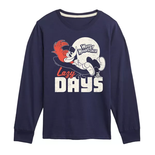 

Футболка с длинным рукавом и принтом Woody Woodpecker Lazy Days для мальчиков 8-20 лет Licensed Character, синий