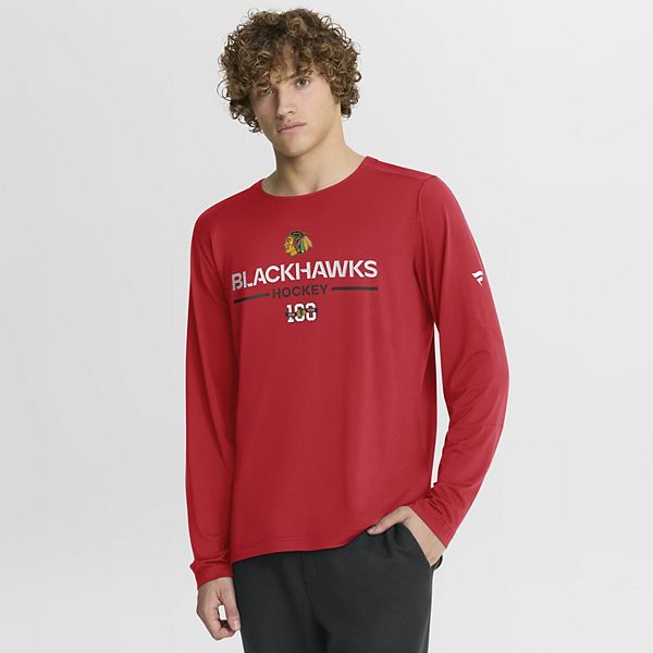 

Мужская красная футболка chicago blackhawks authentic pro centennial rink tech с длинным рукавом Fanatics