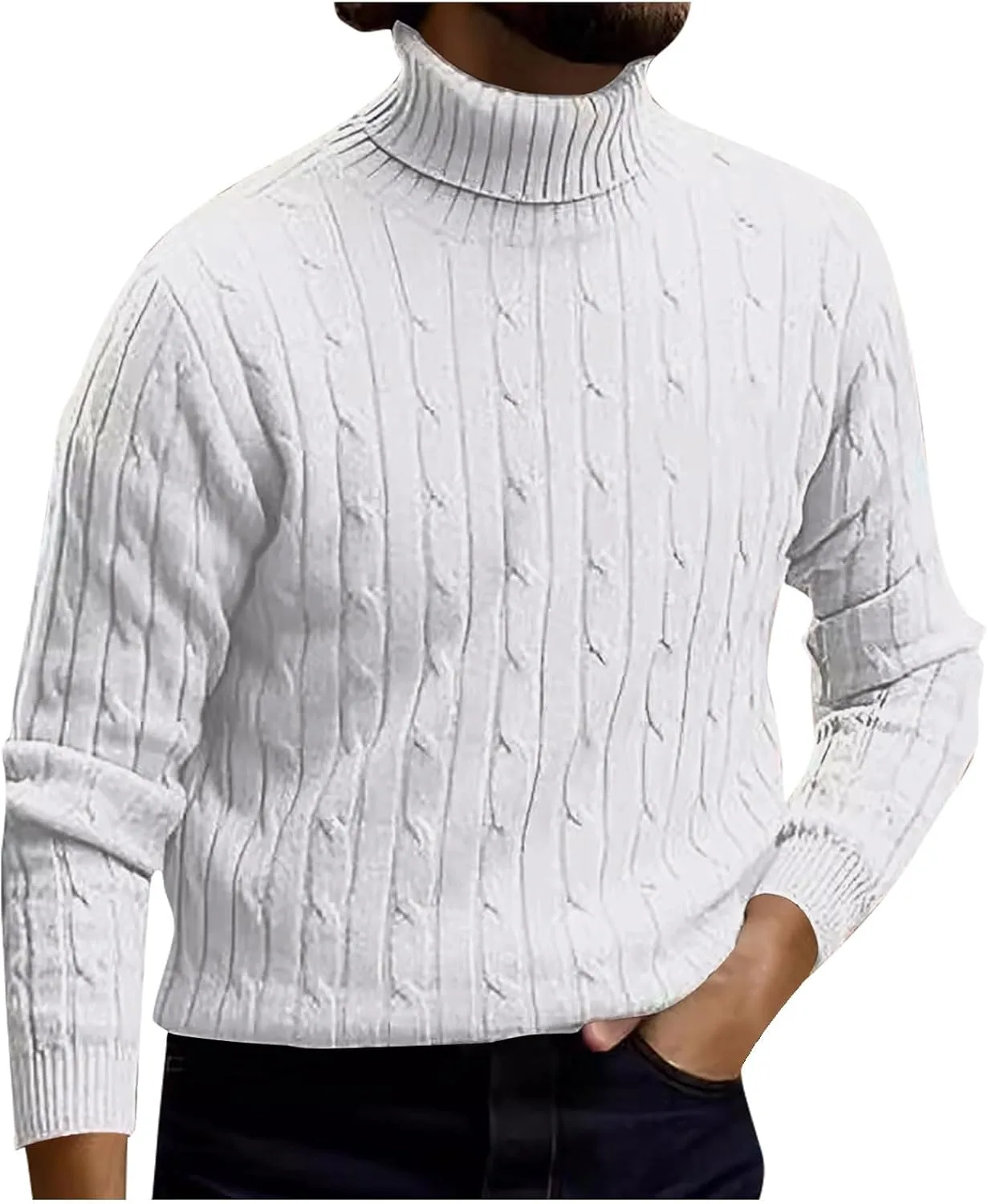 

Мужской вязаный свитер с воротником-стойкой Slim Fit, осенне-зимний, винтажный, полосатый, с длинными рукавами