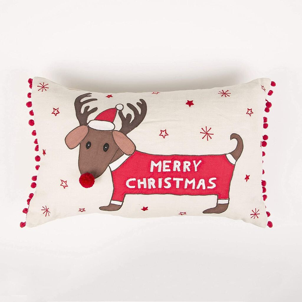 

Декоративная подушка Sass & Belle Merry Christmas "Такса с рогами" Sass&Belle