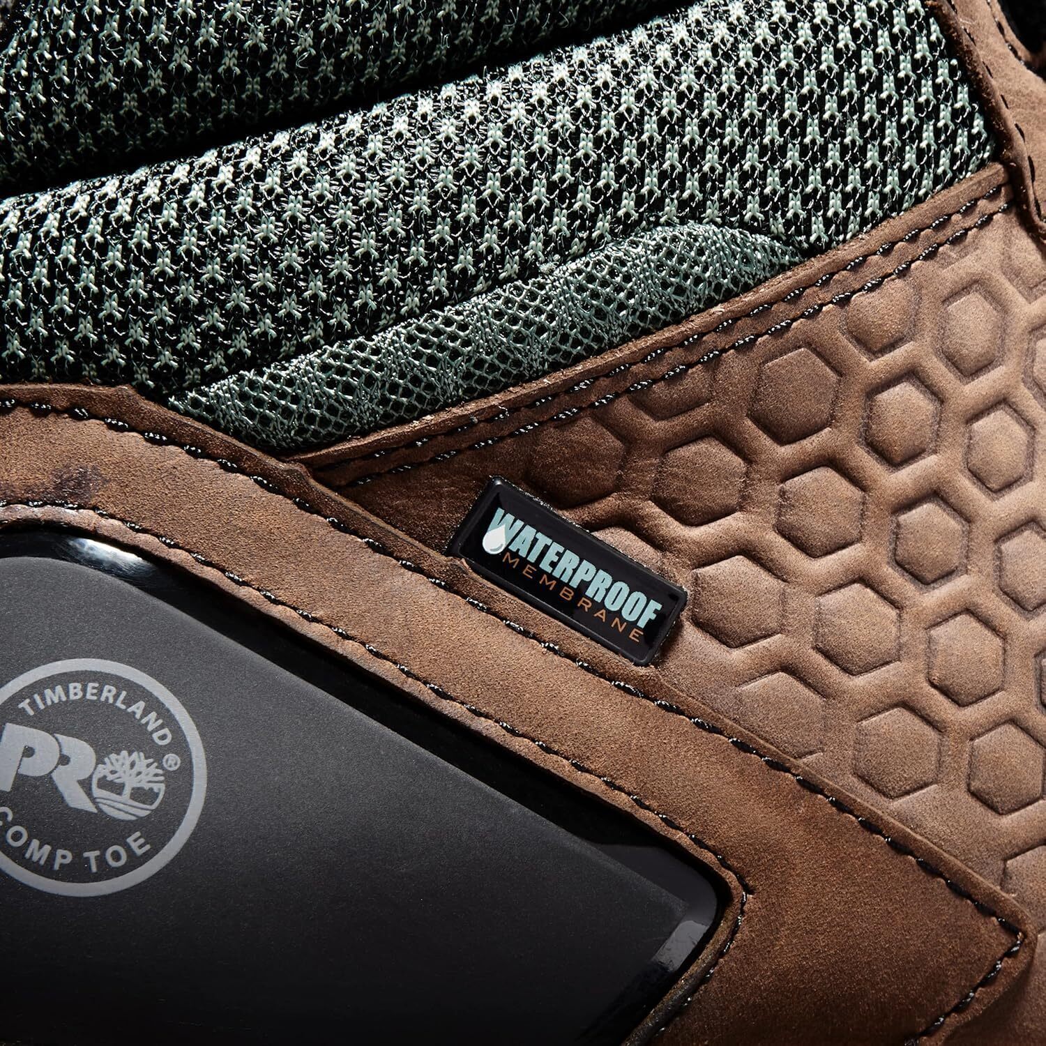 Мужские водонепроницаемые рабочие ботинки Timberland Pro Mid Reaxion Athletic Hiker Waterproof Composite Toe WorkBoot с композитным носком, коричневый/зеленый — фото 3