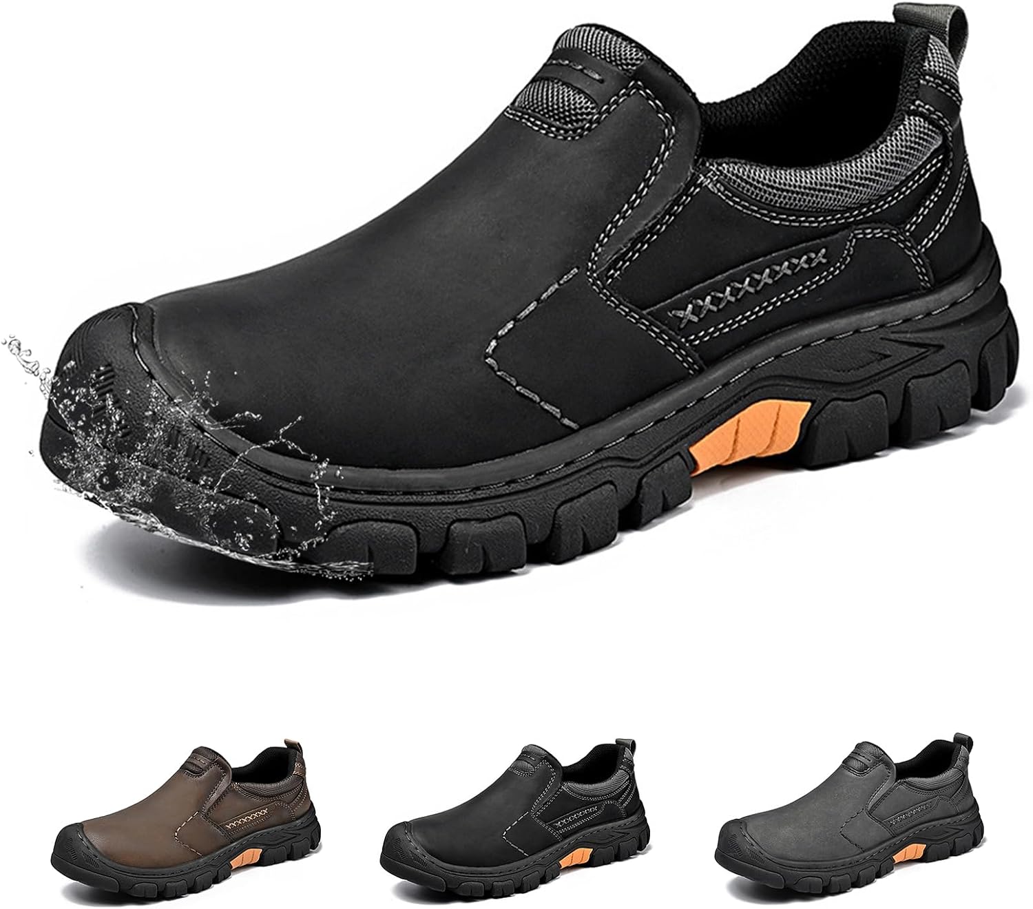 

Мужские кожаные слипоны, повседневные водоотталкивающие кроссовки для мужчин, легкие, нескользящие, удобные, дышащие, обувь для вождения и активного отдыха Generic, черный