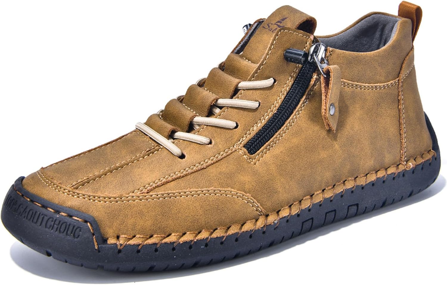 

Мужские винтажные ботинки с боковой молнией, ручная строчка, на щиколотку, модные, для улицы, нескользящие, легкие, повседневные лоферы, удобные для ходьбы Zppordmr, коричневый