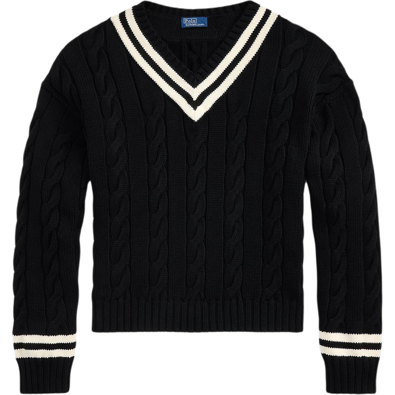 

Вязаный свитер с V-образным вырезом Polo Ralph Lauren, черный/белый