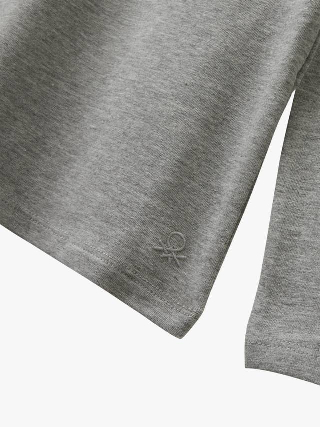 Детская футболка с длинным рукавом из хлопковой смеси Benetton, Grey — фото 3